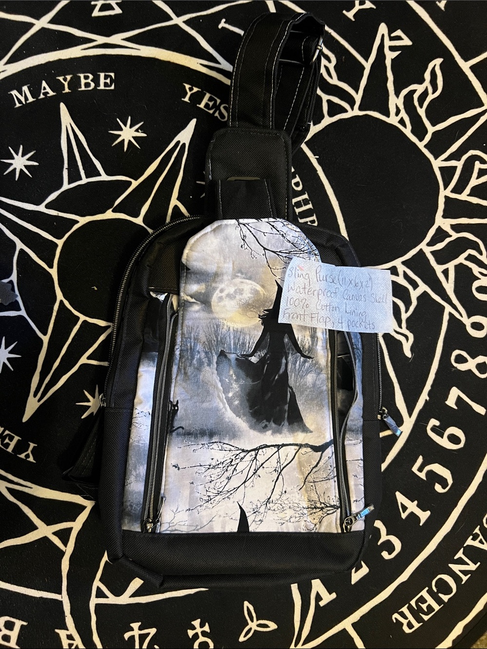 Handmade Witch and Moon Sling Purse